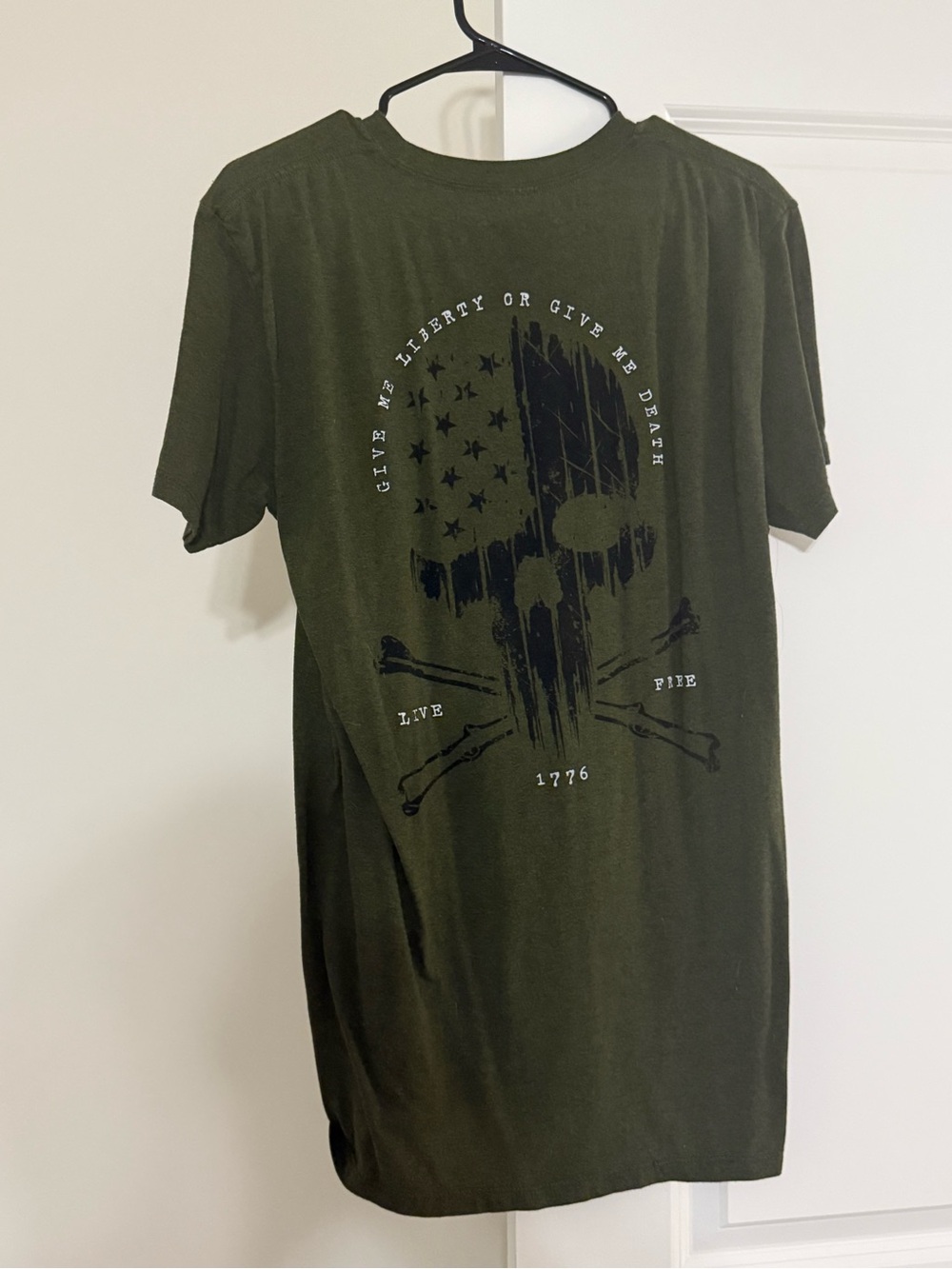 Olive Graphic Skull & Flag Short Sleeve Tee - Military Style